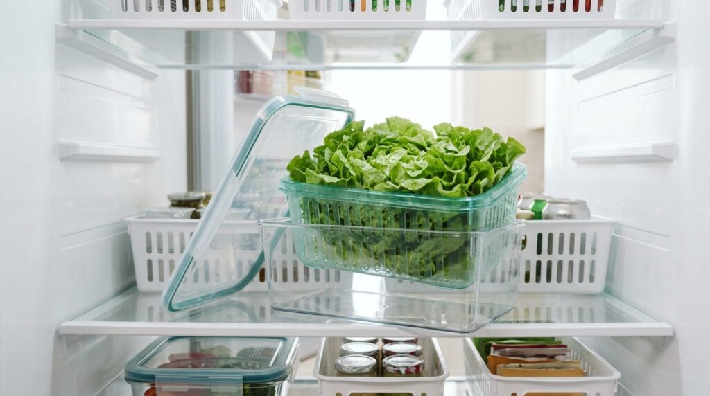 Organizador de Geladeira de Vidro, Acrílico ou Plástico: Qual Cabe na Sua Prateleira (até R$ 110) organizador de geladeira de vidro em prateleira de geladeira
